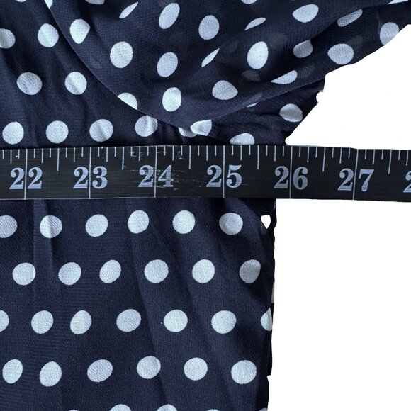 Suzanne Betro 4X NAVY White Polka Dot Ruffle Neck 3/4 Sleeve Top Tunic Blouse - Picture 8 of 14